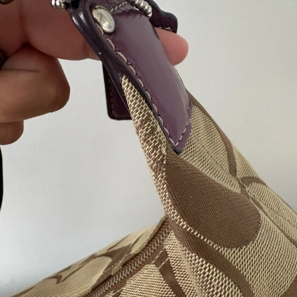SOLD Coach Tan and Purple Shoulder Bag - Picture 5 of 11